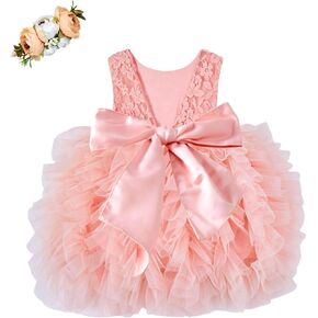 Cilucu Tutu Dresses Toddler Girls Birthday Party Flower Girl Dress Baby Tulle Dress Pageant V Back Bow Vintage Princess Dress in Kuwait
