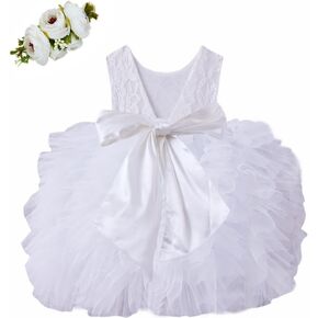 Cilucu Tutu Dresses Toddler Girls Birthday Party Flower Girl Dress Baby Tulle Dress Pageant V Back Bow Vintage Princess Dress
