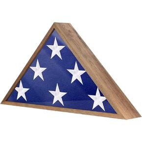 حافظة علم ريفي روبهوميلي، حافظة عرض العلم العسكري الخشبي الصلب لـ 9.5 × 5 علم الدفن الأمريكي المخضرم ، صندوق ظل بني ريفي لعلم مطوي وميدال in Kuwait