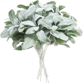 SHACOS 6 pcs Lambs Ear Stems 14 inch Artificial Flocked Lambs Ear Leaves Faux Greenery Branches for DIY Garlands Wreath Wedding Bouquet Centerpiece Home Decoration in Kuwait
