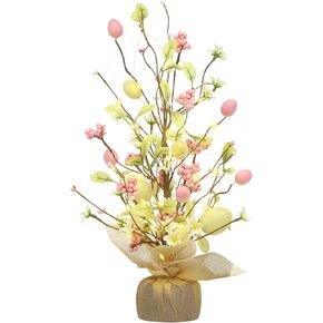 ديكورات عيد الفصح من RoseCraft، ديكور طاولة شجرة بيض عيد الفصح المضاء مسبقًا مقاس 45.72 سم مع زخارف رقيقة، لحفلات المنزل وحفلات الزفاف وعطلات الربيع والصيف - هدايا، أصفر/وردي. in Kuwait