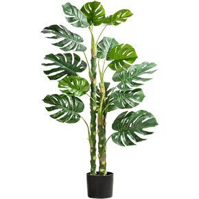 Mingfuxin Artificial Monstera Deliciosa Plant 5ft, Fake Swiss Cheese Plant Potted, Faux Tropical Floor Artificial Trees for Indoor and Outdoor Home Decoration 59" Overall Tall