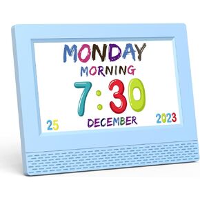Kids Digital Alarm Clock Colorful, 7" Large LED Time Display Children's Sleep Trainer, Eye-Caring Digital Clock for Girls Boys Bedrooms Bedside, 17 Alarm Clock Settings Easy to Use Kids Birthday Gift