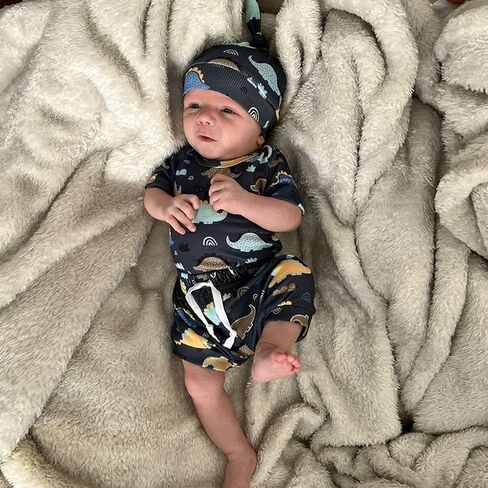 HINTINA Preemie الوليد الرضع طفل الفتيان وتتسابق ديناصور ارتداءها رومبير سراويل قصيرة القبعات 3 قطعة ملابس الصيف مجموعة in Saudi Arabia