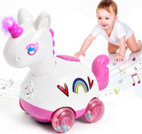 Musical Unicorn Crawling Baby Toys for 6 9 12 Months 1+ Year Olds, Baby Toy with Light & Music, Baby Learning Educational Development Tummy Time Crab Walking Toys, Infant Toys Girl Boy Babies Gift in Kuwait