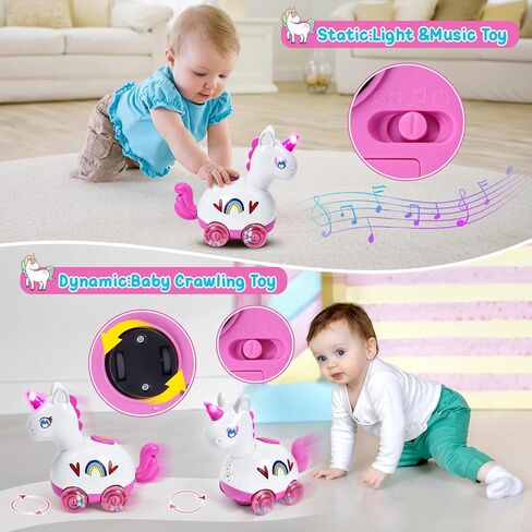 Musical Unicorn Crawling Baby Toys for 6 9 12 Months 1+ Year Olds, Baby Toy with Light & Music, Baby Learning Educational Development Tummy Time Crab Walking Toys, Infant Toys Girl Boy Babies Gift in Kuwait