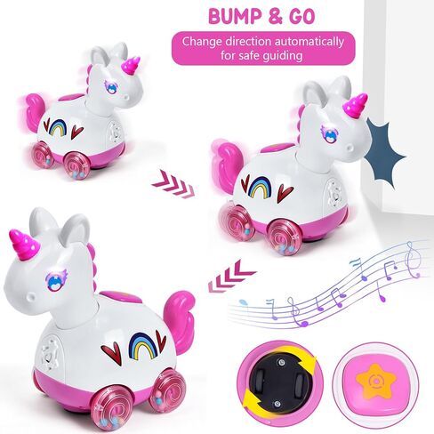 Musical Unicorn Crawling Baby Toys for 6 9 12 Months 1+ Year Olds, Baby Toy with Light & Music, Baby Learning Educational Development Tummy Time Crab Walking Toys, Infant Toys Girl Boy Babies Gift in Kuwait