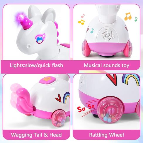 Musical Unicorn Crawling Baby Toys for 6 9 12 Months 1+ Year Olds, Baby Toy with Light & Music, Baby Learning Educational Development Tummy Time Crab Walking Toys, Infant Toys Girl Boy Babies Gift in Kuwait