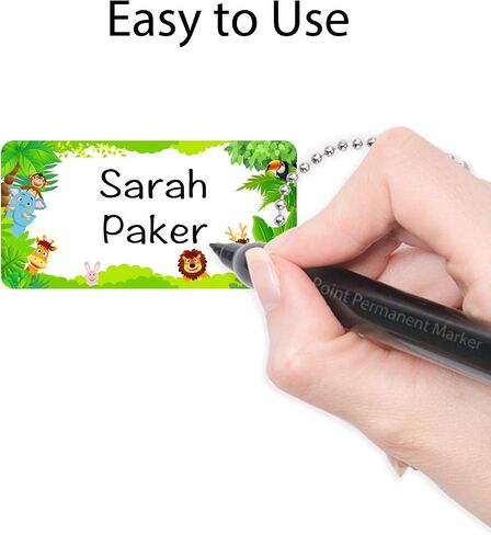 Child ID Bag Tags, Write-On Kids Name Tags for Backpack, Lunchbox & Diaper Bag, Great for Preschool & Daycare, Pack of 6 (Blue Ocean) | Write-on hard-plastic surface, water-resistant, cartoon artwork and bead-chain attachment for daycare and travel. in Saudi Arabia