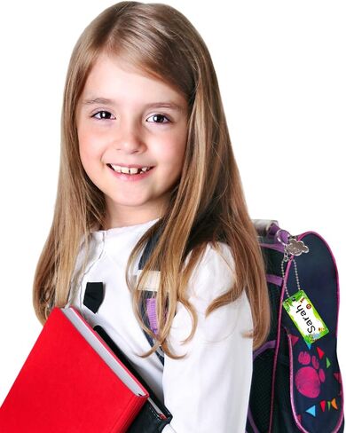 Child ID Bag Tags, Write-On Kids Name Tags for Backpack, Lunchbox & Diaper Bag, Great for Preschool & Daycare, Pack of 6 (Blue Ocean) | Write-on hard-plastic surface, water-resistant, cartoon artwork and bead-chain attachment for daycare and travel. in Saudi Arabia