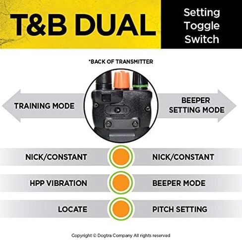 Dogtra T&B ثنائي الطلب للكلاب للتدريب عن بعد وطوق الصافرة - مدى 1.5 ميل، صيد رياضي في المرتفعات، مقاوم للماء بالكامل، قابل لإعادة الشحن، ثابت، تحديد الموقع - يتضمن جهاز تدريب PetsTEK in Saudi Arabia