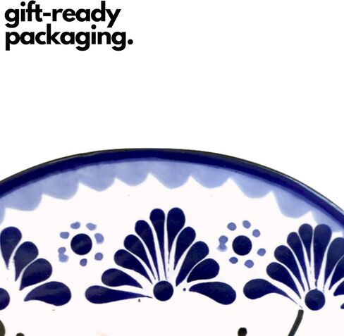 لافتة بلاط منزلي كبير من السيراميك من Casa Fiesta Designs Bienvenedo Talavera - مصنوعة يدويًا - 25.4 سم × 20.32 سم أزرق وأبيض - Bienvendos Azul y Blanco in Kuwait