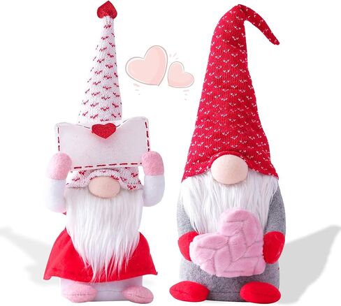 LINDYUELANG 2Pcs Valentines Day Gnome Plush Doll Decorations, Cute Mr and Mrs Scandinavian Tomte Doll, Handmade Valentine's Gifts for Women/Men, Valentines Day Decorations Ornaments in Saudi Arabia