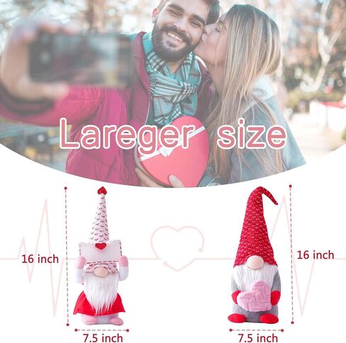 LINDYUELANG 2Pcs Valentines Day Gnome Plush Doll Decorations, Cute Mr and Mrs Scandinavian Tomte Doll, Handmade Valentine's Gifts for Women/Men, Valentines Day Decorations Ornaments in Saudi Arabia