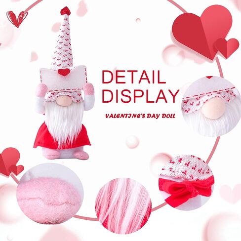 LINDYUELANG 2Pcs Valentines Day Gnome Plush Doll Decorations, Cute Mr and Mrs Scandinavian Tomte Doll, Handmade Valentine's Gifts for Women/Men, Valentines Day Decorations Ornaments in Saudi Arabia