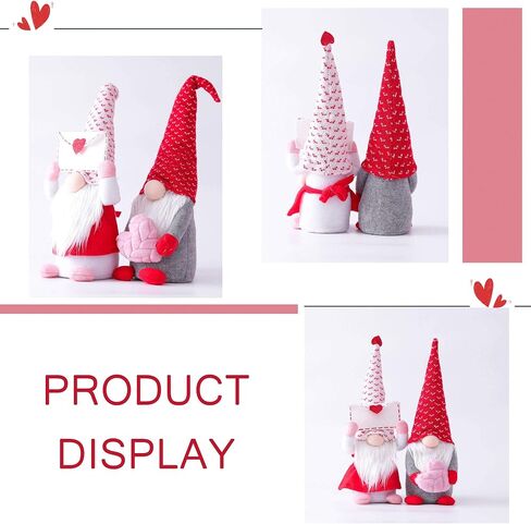 LINDYUELANG 2Pcs Valentines Day Gnome Plush Doll Decorations, Cute Mr and Mrs Scandinavian Tomte Doll, Handmade Valentine's Gifts for Women/Men, Valentines Day Decorations Ornaments in Saudi Arabia