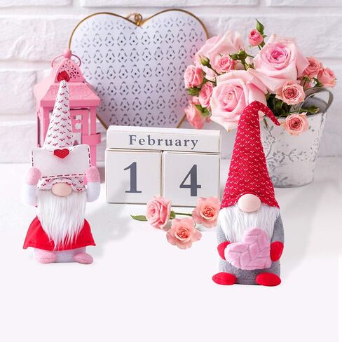 LINDYUELANG 2Pcs Valentines Day Gnome Plush Doll Decorations, Cute Mr and Mrs Scandinavian Tomte Doll, Handmade Valentine's Gifts for Women/Men, Valentines Day Decorations Ornaments in Saudi Arabia