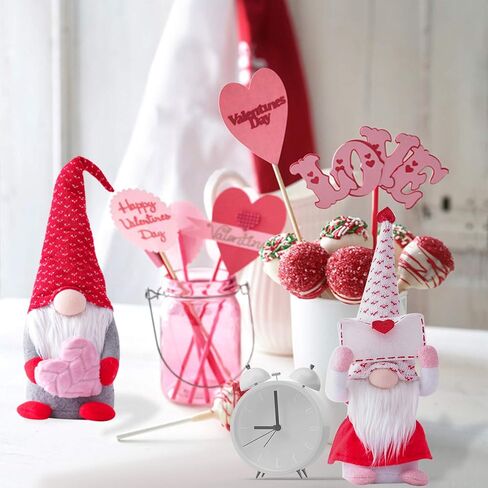 LINDYUELANG 2Pcs Valentines Day Gnome Plush Doll Decorations, Cute Mr and Mrs Scandinavian Tomte Doll, Handmade Valentine's Gifts for Women/Men, Valentines Day Decorations Ornaments in Saudi Arabia