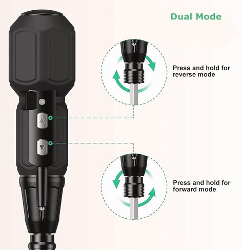 WeideBATT® مفك براغي كهربائي لاسلكي، مفك براغي أداة إصلاح دورانية أوتوماتيكية محمولة قابلة لإعادة الشحن مع 10 بت وحامل بت 1/4 بوصة، كابل شحن USB، ضوء LED in Kuwait