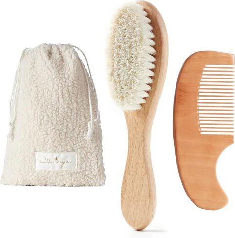 MYZI Baby Hair Brush Set – Soft Baby Brush Set for Newborns, Baby Comb and Brush Set Girl and Boy, Toddler Hair Brush and Toddler Comb - Baby Gift Set in Kuwait