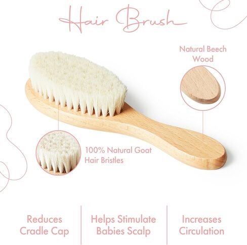 MYZI Baby Hair Brush Set – Soft Baby Brush Set for Newborns, Baby Comb and Brush Set Girl and Boy, Toddler Hair Brush and Toddler Comb - Baby Gift Set in Kuwait