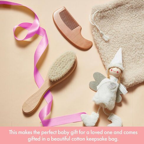 MYZI Baby Hair Brush Set – Soft Baby Brush Set for Newborns, Baby Comb and Brush Set Girl and Boy, Toddler Hair Brush and Toddler Comb - Baby Gift Set in Kuwait