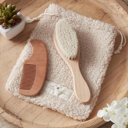 MYZI Baby Hair Brush Set – Baby Brush and Comb Set Newborn, Baby Comb and Brush Set Boy and Girl, Newborn Hair Brush and Newborn Comb - Baby Gift Set in Kuwait