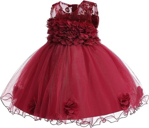 TUIJI 6M-6T Toddler Girl Tulle Sleeveless Bow Princess Party Wedding Pageant First Birthday Party Lace Dress in Saudi Arabia