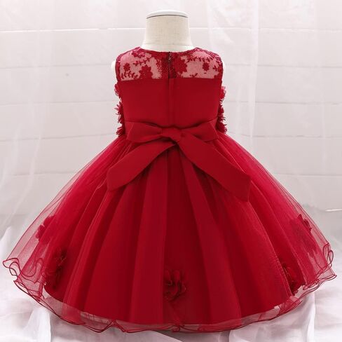 TUIJI 6M-6T Toddler Girl Tulle Sleeveless Bow Princess Party Wedding Pageant First Birthday Party Lace Dress in Saudi Arabia
