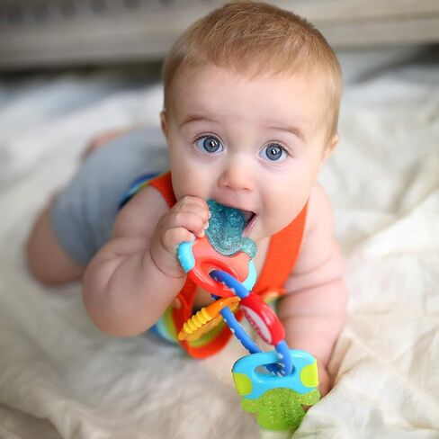 Nuby Ice Gel Teether Keys, 1 Pack Multicolor Keys on Blue Ring in Saudi Arabia