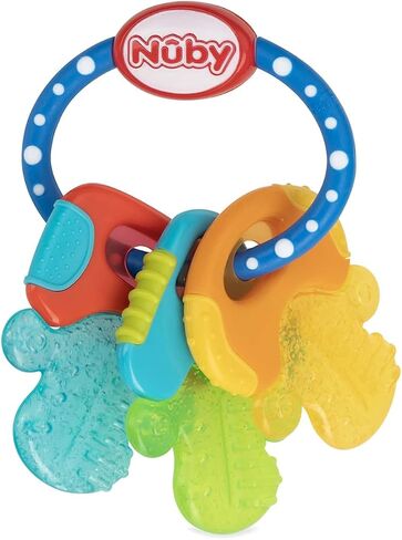 Nuby Ice Gel Teether Keys, 1 Pack Multicolor Keys on Blue Ring in Saudi Arabia