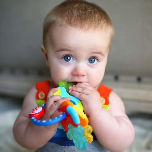 Nuby Ice Gel Teether Keys, 1 Pack Multicolor Keys on Blue Ring in Saudi Arabia