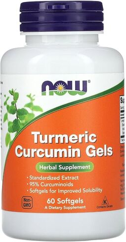 NOW Supplements, Tumeric Curcumin (Curcuma longa) Gels, Standardized Extract, Herbal Supplement with 95% Curcuminoids, 60 Softgels in Saudi Arabia