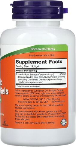 NOW Supplements, Tumeric Curcumin (Curcuma longa) Gels, Standardized Extract, Herbal Supplement with 95% Curcuminoids, 60 Softgels in Saudi Arabia