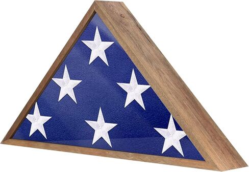 حافظة علم ريفي روبهوميلي، حافظة عرض العلم العسكري الخشبي الصلب لـ 9.5 × 5 علم الدفن الأمريكي المخضرم ، صندوق ظل بني ريفي لعلم مطوي وميدال in Kuwait