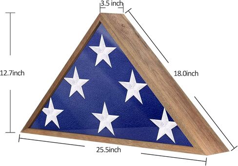 حافظة علم ريفي روبهوميلي، حافظة عرض العلم العسكري الخشبي الصلب لـ 9.5 × 5 علم الدفن الأمريكي المخضرم ، صندوق ظل بني ريفي لعلم مطوي وميدال in Kuwait