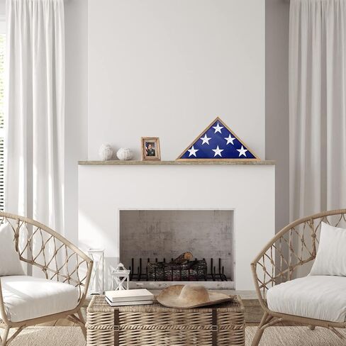 حافظة علم ريفي روبهوميلي، حافظة عرض العلم العسكري الخشبي الصلب لـ 9.5 × 5 علم الدفن الأمريكي المخضرم ، صندوق ظل بني ريفي لعلم مطوي وميدال in Kuwait