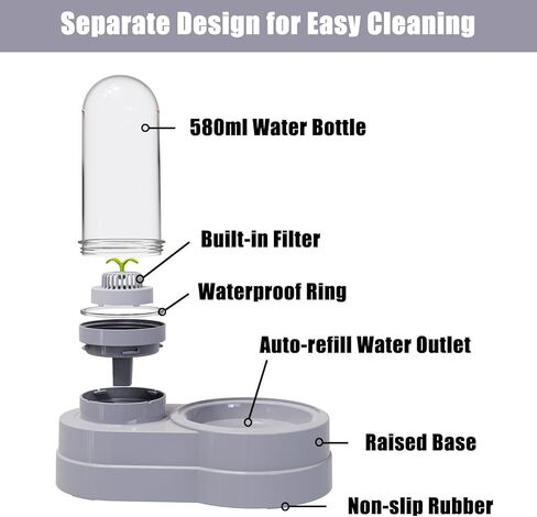 Pet Water Dispenser Station, 580ml/20oz Pet Water Feeder Automatic Water Drinking Fountain Bottle with Filter for Small Dog Puppy Cat Rabbit Small Animal in Kuwait