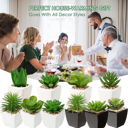 نباتات عصارية صغيرة اصطناعية 3 قطع من العصارة الصناعية في أوعية نباتات عصارية وهمية مع أواني سيراميك سوداء للمنزل الحديث والمكتب والحمام وديكور غرفة المعيشة in Saudi Arabia