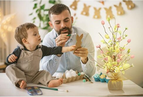 ديكورات عيد الفصح من RoseCraft، ديكور طاولة شجرة بيض عيد الفصح المضاء مسبقًا مقاس 45.72 سم مع زخارف رقيقة، لحفلات المنزل وحفلات الزفاف وعطلات الربيع والصيف - هدايا، أصفر/وردي. in Kuwait
