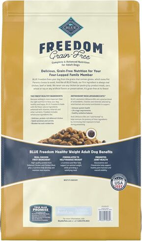 Blue Buffalo Freedom Grain Free Recipe for Dog, Healthy Weight Chicken Recipe, 4 lb in Kuwait