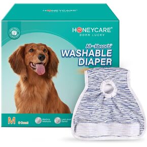 حفاضات للكلاب قابلة للغسل من HONEY CARE (عبوة من 6 قطع) من حفاضات الكلاب الذكور المتينة، حفاضات للكلاب عالية الامتصاص في حالة التبول المثير، الدورة الشهرية، سلس البول