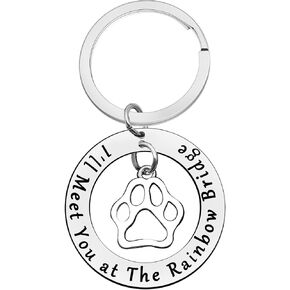 Xiahuyu Pet Memorial Keychain Pet Loss Gift I'll Meet You at The Rainbow Bridge Keychain Loss of Dog or Cat Memorial Gift Remembrance Bereavement Gift Pet Sympathy Gift for Loss of Dog Cat in Kuwait