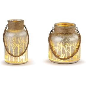 مجموعة برطمانات عيد الميلاد من الزجاج والجوت من ديمداكو ليت وودلاند بلون بني طبيعي 10 × 6 in Kuwait