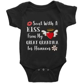 Snagminio Sent with Kiss from Grandma Baby Boy Girl Onesie Newborn Organic Bodysuit Romper in Kuwait