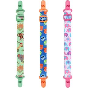 مشبك مريلة اطفال قابل للتعديل من 3 قطع، مشبك مريلة اطفال مضاد للسقوط، مشبك مريلة قابل للتعديل بتصميم كرتوني متاح، ازرق، زهري، اخضر, غير محدد, M in Kuwait