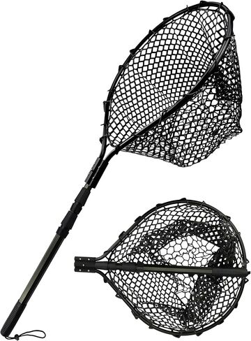 Hlotmeky Fishing Net Rubber Landing Net Large Fishing Nets for Saltwater Heavy Duty Big Fishing Net Kayak Folding Retractable Fishing Net Long Handle in Saudi Arabia