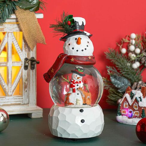 Snow Globe Christmas Water Globe Christmas Decoration Music Crystal Ball 100mm Snow Globes Santa Claus with Snowflakes in Kuwait
