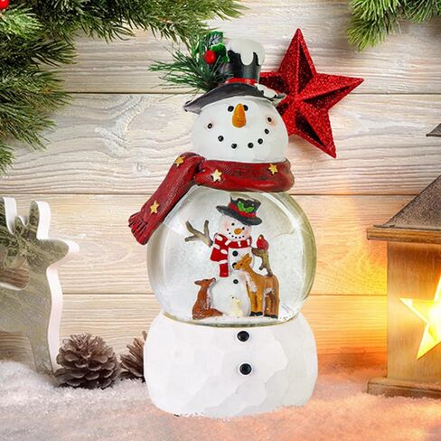 Snow Globe Christmas Water Globe Christmas Decoration Music Crystal Ball 100mm Snow Globes Santa Claus with Snowflakes in Kuwait