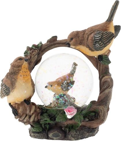 Elanze Designs Black Mask Yellow Birds Magical Whimsical Tabletop Dresser Nightstand Figurine Miniature 45MM Sturdy Polyresin Glitter Water Snow Globe Decoration in Saudi Arabia